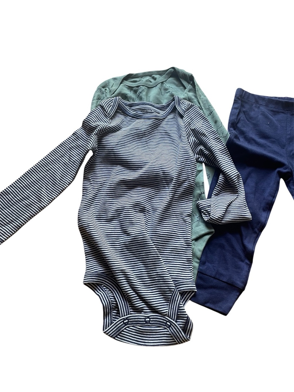 NWT Carters Dinosaurs Striped Long Sleeve Baby Onesie with Knit Pants 24 months